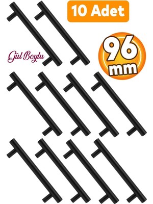 Badem10 Gül Boylu Metal Siyah Mobilya Kulbu 96 Mm 10 Adet Dayanıklı ve Şık Tasarım