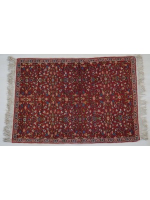 Designev 87x126 Cm Harika Çiçek Desenli El Dokuma Yün Kilim Ender Bulunan Antik Kilim