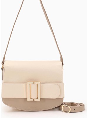 Levidor KREM VİZON Toka Tasarımlı Omuz Çantası