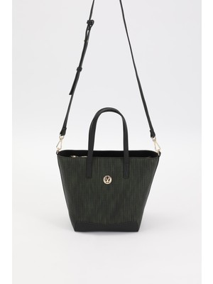 Levidor HAKİ - SİYAH Hasır Desen El Çantası