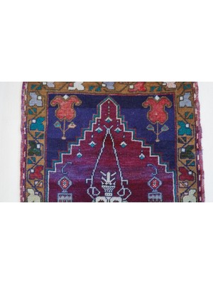 Designev 71x116 Cm Canlı Lacivert Renkli El Dokuma Yün Anadolu Kilimi Yıkanabilir Kilim