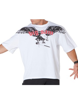 Oversize Eagle Beyaz Tişört Big Sam 2538