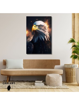 Gaagart Tekli Dikey Kanvas Duvar Tablosu Yan Açı Kartal Portresi