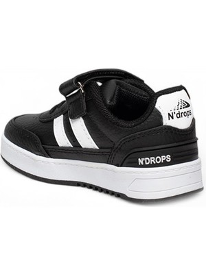 Ndrops 016-24 Deri Erkek Çocuk Sneaker Siyah Beyaz 31-35