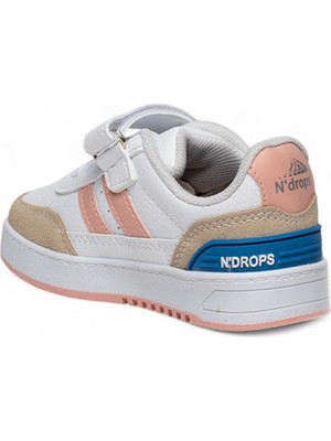 Ndrops 016-24 Deri Kız Çocuk Sneaker Beyaz Pudra 31-35