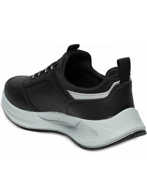 Acropol 137-24 Deri Sneaker Erkek Spor Ayakkabı Siyah Gümüş