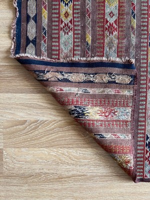 Kilim 82x170 Cm Kırmızı Renkli El Dokuma Türk Antik Kilimi Yıkanabilir Etnik Yolluk