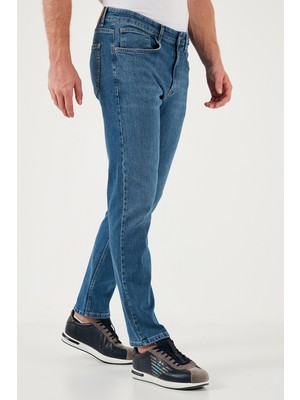 Buratti Streç Pamuklu Comfort Fit Yüksek Bel Boru Paça Jeans Erkek Kot Pantolon 4400S18TEXAS