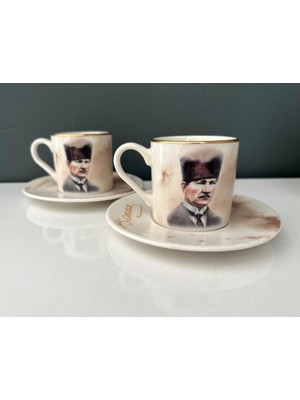 Decorıum Atatürk 2 Li Kahve Fincan Takımı Kadife Kutulu