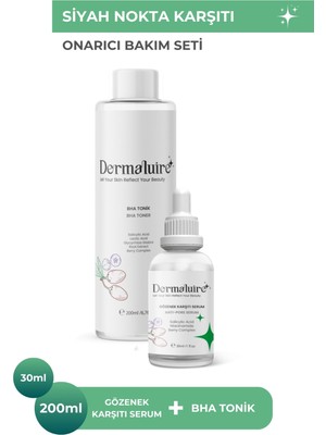 Dermaluire Siyah Nokta Karşıtı Bakım Seti ( Bha Tonik, Gözenek Karşıtı Serum )