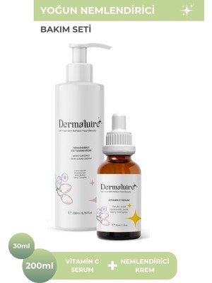 Dermaluire Yoğun Nemlendirici Bakım Seti ( Nemlendirici Krem, Vitamin C Serum )