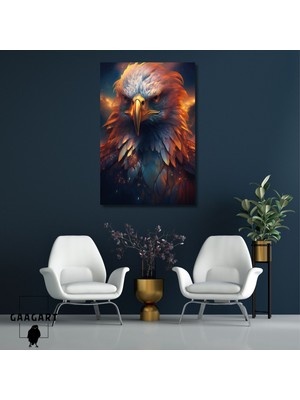 Gaagart Tekli Dikey Kanvas Duvar Tablosu Parlak Renkli Asil Kartal