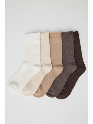 Katia & Bony Kadın 5'li Paket İçi Havlu Soket Çorap Kahverengi Mix