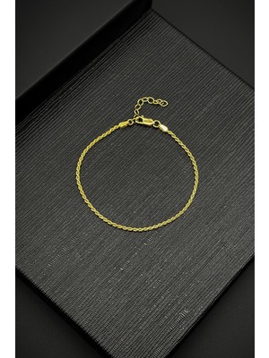 Frnch 925 Ayar Gümüş Italyan Model Altın Renk Erkek Bileklik FRJ12195-3195-G