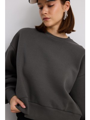 Babokah Balon Kollu Krop Sweatshirt