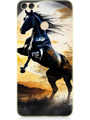 Teknomeg Huawei P Smart Uyumlu Şaha Kalkmış At  Desenli Silikon Kılıf