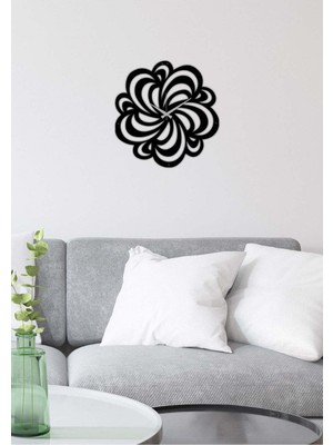 Artroya Mandala Metal Duvar Saati   -Ev Dekorasyon - 50 X 50 - Cm - Siyah - Clock-130