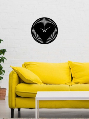 Artroya Heart Metal Duvar Saati -Ev Dekorasyon - 42 X 42 - Cm - Siyah - Clock-113