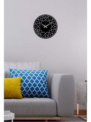 Artroya Double Star Metal Duvar Saati -Ev Dekorasyon - 50 X 50 - Cm - Siyah - Clock-044