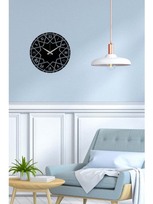 Artroya Double Star Metal Duvar Saati -Ev Dekorasyon - 50 X 50 - Cm - Siyah - Clock-044