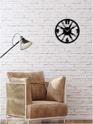Artroya Text&Number Metal Duvar Saati -Ev Dekorasyon - 50 X 50 - Cm - Siyah - Clock-267