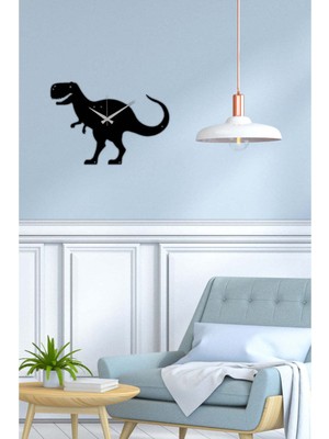 Artroya T-Rex Metal Duvar Saati -Ev Dekorasyon - 30 X 42 - Cm - Siyah - Clock-099