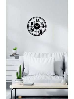 Artroya Atom Katmanı Metal Duvar Saati -Ev Dekorasyon - 42 X 42 - Cm - Siyah - Clock-214