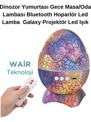 Wair Teknoloji Dinozor Yumurtası Gece Masa Lambası Bluetooth Hoparlör LED Lamba Gökyüzü Projektör LED Işık