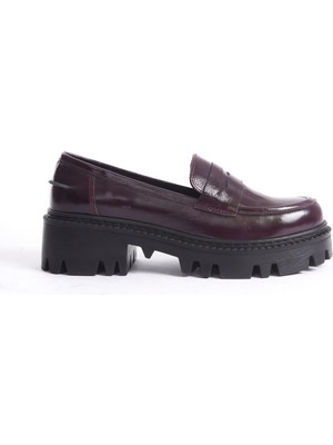 Mubiano Collection Kadın Kalın Taban Rugan Deri Loafer Bordo - MCGVN1012 - Brd