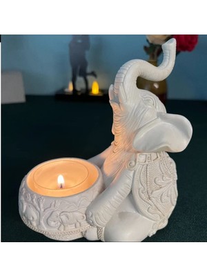 Taşdevri Life 2 Li Dekoratif Fil Mumluk Tealight Mumluk Beyaz