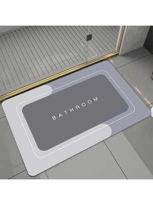 Noksi Banyo Paspası-Süper Emici-Kaymaz Tabanlı Banyo ve Abdest Paspası-Kare Gri