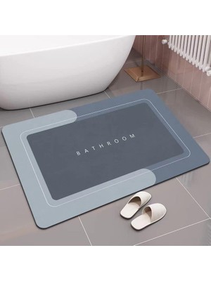 Banyo Paspası-Kaymaz Tabanlı-Süper Emici Banyo Paspası-Abdest Paspası-Kare (Mavi)