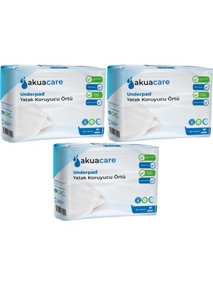 Akuacare Hasta Alt Açma Yatak Koruyucu Örtü 60*90 Cm 90 Adet (3pk*30)