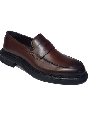 Komcero Bağsız Fiyonk Bant Model  Deri Kalın Taban Erkek Loafer Ayakkabı K2518-2722