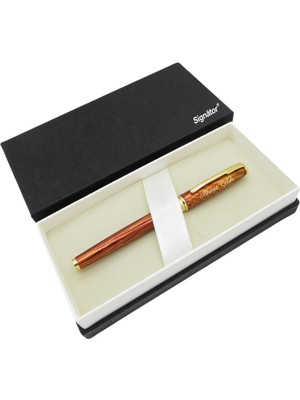 Signator® ST162 Sedefli Slim Gold Metal Alev Roller Kalem | Isme Özel Kalem