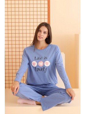 Nbb Mavi Life Is Lovely Pijama Takımı