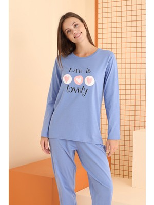 Nbb Mavi Life Is Lovely Pijama Takımı