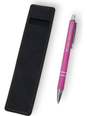 Öğretmenler Günü Özel Hediye Isme Özel El Yapımı Deri Kalem Kılıfı ve Isme Özel Tükenmez Kalem