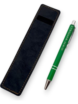 Öğretmenler Günü Özel Hediye Isme Özel El Yapımı Deri Kalem Kılıfı ve Isme Özel Tükenmez Kalem