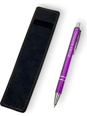 Öğretmenler Günü Özel Hediye Isme Özel El Yapımı Deri Kalem Kılıfı ve Isme Özel Tükenmez Kalem