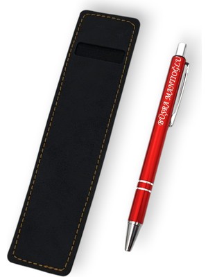 Öğretmenler Günü Özel Hediye Isme Özel El Yapımı Deri Kalem Kılıfı ve Isme Özel Tükenmez Kalem