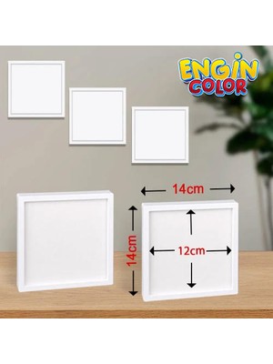 Engin Color Yapışkanlı Fotoğraf Çerçevesi-Sök Tak Paspartulu 3'lü Paket Beyaz Pola 14x14 Çerçeveler