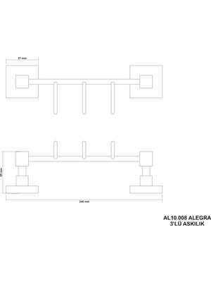 Saray Banyo  Alegra Askılık 3'lü