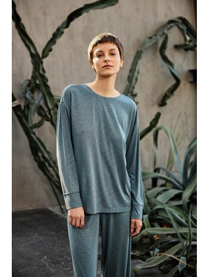 Kadın Flamlı Modal Uzun Kollu T-Shirt