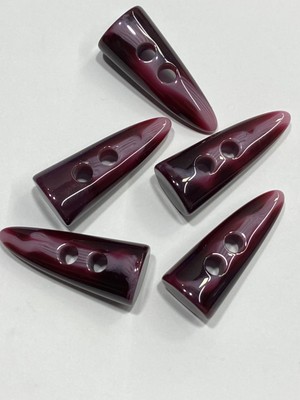 Karan Tuhafiye Fil Dişi Düğme Çoban Düğme/ 4 cm / 5 Li Set /kırçıllı Seri / Bordo