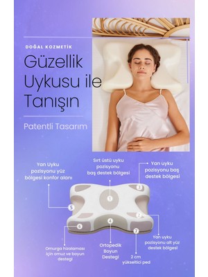 Shine Pillow %100 Ipek Ekru Renk Kılıflı Yaşlanma Karşıtı Ortopedik Visko Yastık