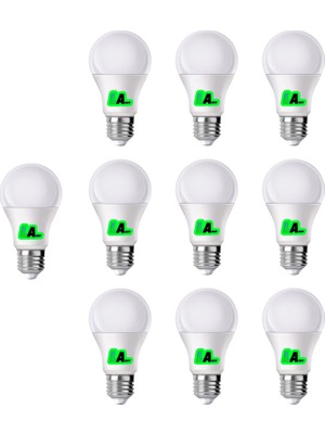 Ledarmy 10 Adet 9W LED Ampul A+ 6500K Soğuk Beyaz Işık Lamba Aydınlatma ASA-12082 Enerji Tasarruflu Uzun Ömürlü E27