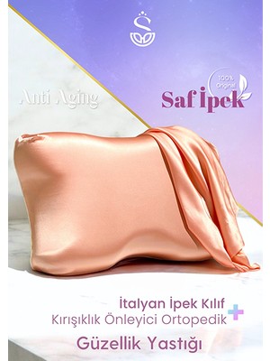 Shine Pillow %100 Ipek Pembe Renk Kılıfı ile Yaşlanma Karşıtı Ortopedik Visko Yastık