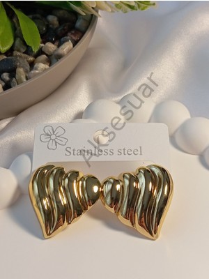 Stainless Steel Çelik Kalp Detaylı Küpe