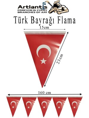 Bayrak Flama 1 Adet Ay Yıldız Bayraklı Flama Süsleme 29 Ekim 23 Nisan Üçgen Kağıt Flama Milli Bayram Süsü Sınıf Okul Sü